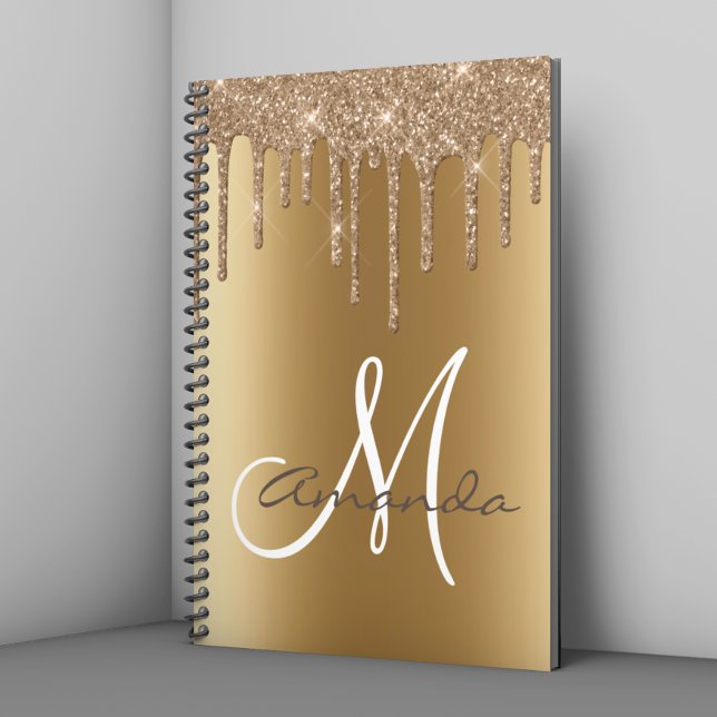 Cuaderno Perforaciones Metalizado de oro Monograma personal (Subido por el creador)