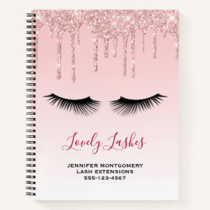 Cuaderno Perforaciones modernas de Purpurina rosado y pesta