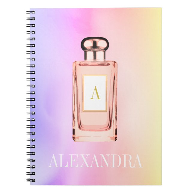 Cuaderno Perfume Botella Moda Monograma Personal (Frente)