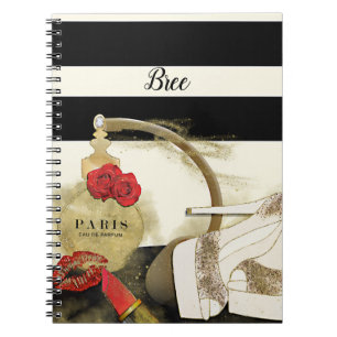 Cuaderno Perfume París Rosas Tacones y Pintalabios