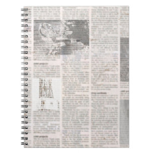 Cuaderno Periódico con texto antiguo ilegible. Grunge vinta