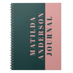 Cuaderno Periódico moderno de tipografía verde y rosa mínim