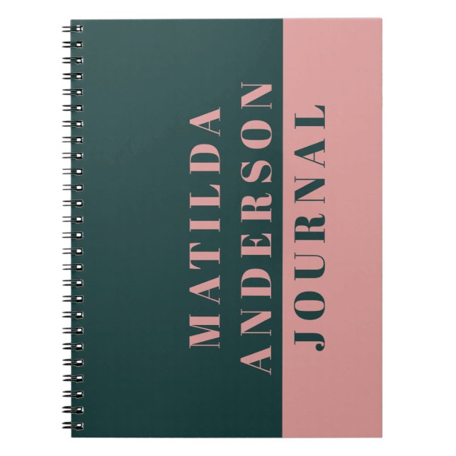 Cuaderno Periódico moderno de tipografía verde y rosa mínim (Frente)