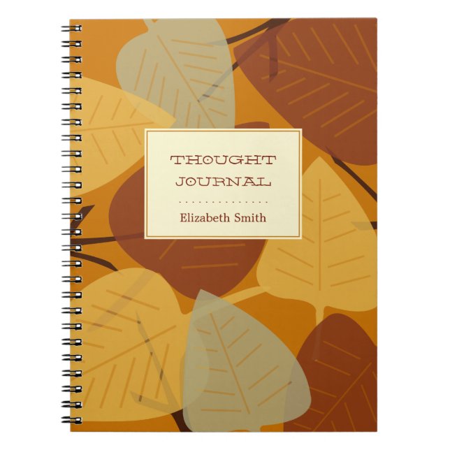 Cuaderno Periódico personal de otoño de hojas dispersas mod (Frente)