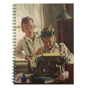 Cuaderno Periodistas de periódico antiguo, máquina de escri
