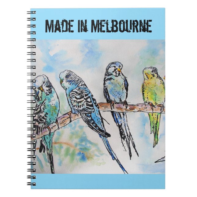 Cuaderno Periquito Periquito Pájaro Hecho En Melbourne Pája (Frente)