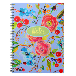 Cuaderno Periwinkle de flor de Rosa y cerezo