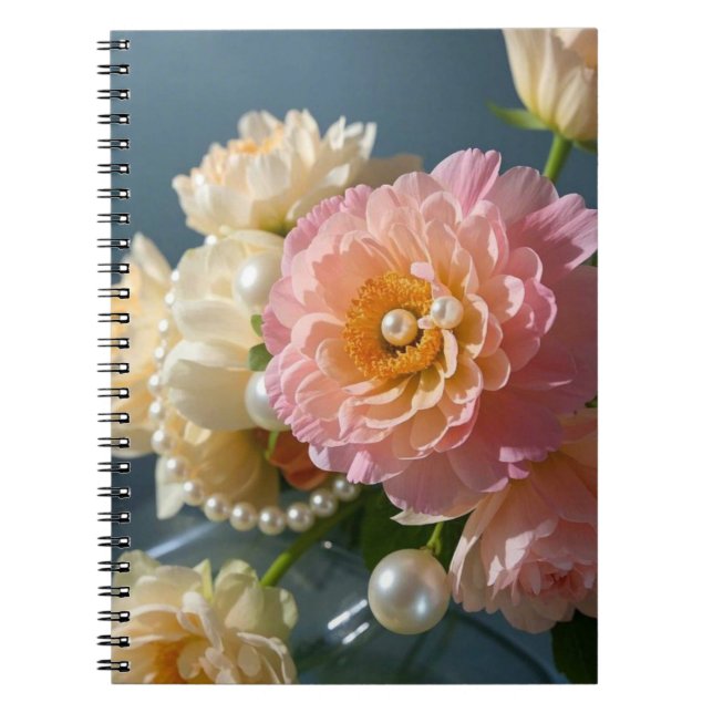 Cuaderno Perlas con flores rosas (Frente)