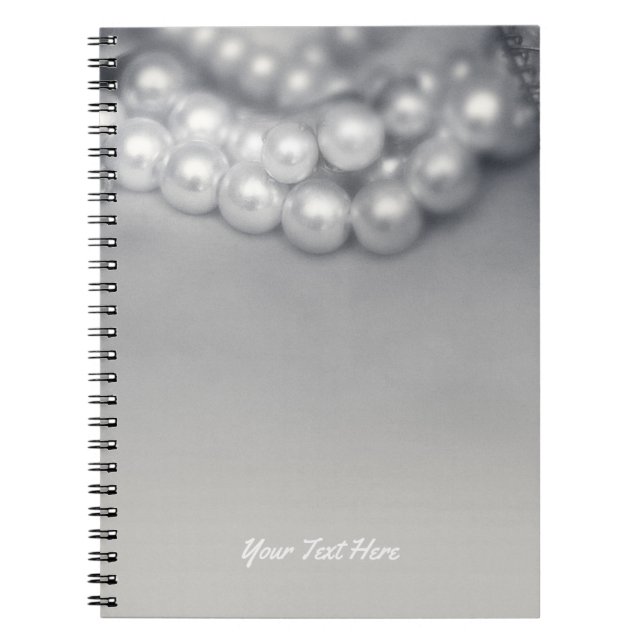 Cuaderno Perlas Elegantes Blancas y Negras Vintage Chic (Frente)
