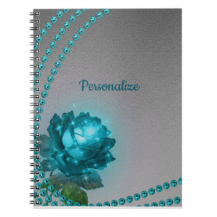 Cuaderno Perlas Rosas de cristal azul romántico elegante