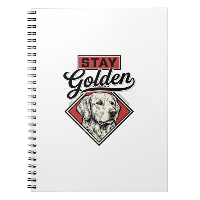 Cuaderno Permanecer Retriever Dorado Diseño Vectorial de Pe (Frente)