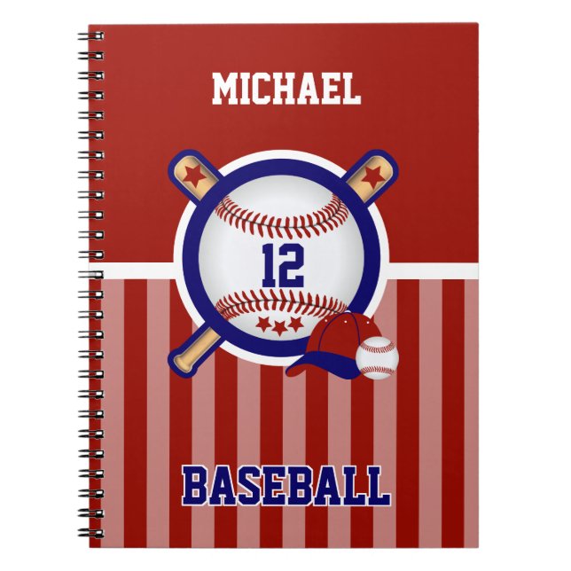 Cuaderno Perosnalize Baseball ⚾ - Nota roja, blanca y azul (Frente)