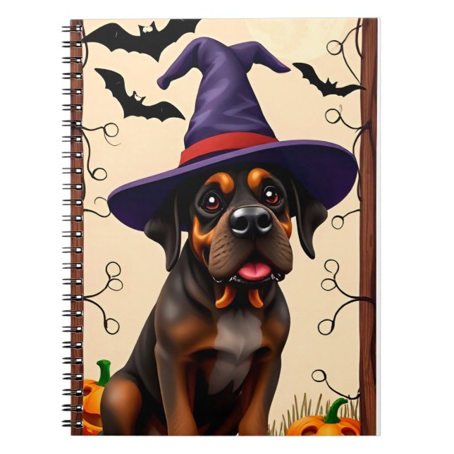 Cuaderno Perrito Adorable con Sombrero de Bruja (Frente)