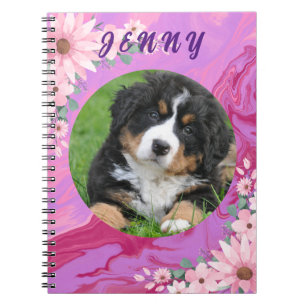 Cuaderno Perrito Adorable Regreso a la Escuela Floral Rosa 