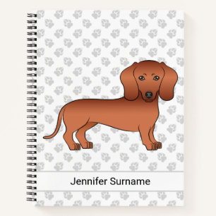 Cuaderno Perrito Cartoonista Dachshund de Pelo Liso Rojo & 