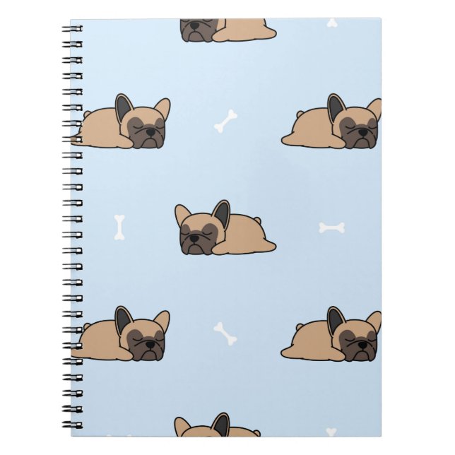 Cuaderno Perrito de bulldog francés lindo durmiendo sin cos (Frente)
