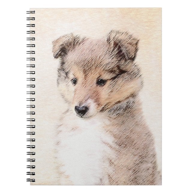 Cuaderno Perrito del perro pastor de Shetland que pinta (Frente)