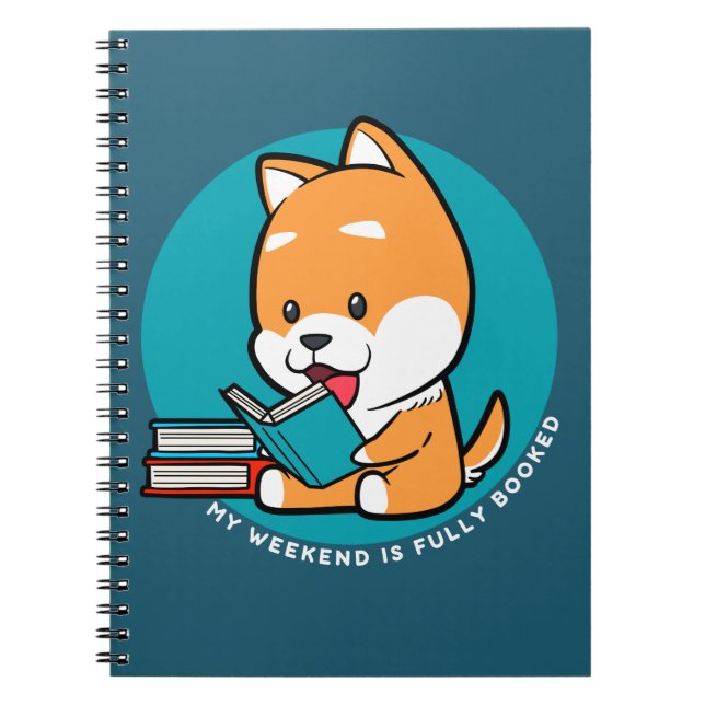 Cuaderno Perrito Lindo Leyendo Libro Cita Divertida (Frente)