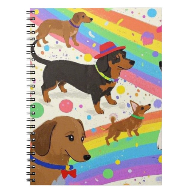 Cuaderno Perritos divertidos y lindos con arcoíris (Frente)