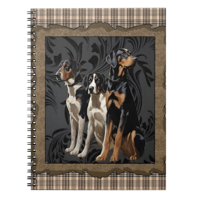 Cuaderno perritos perritos de caza en plaid (Frente)