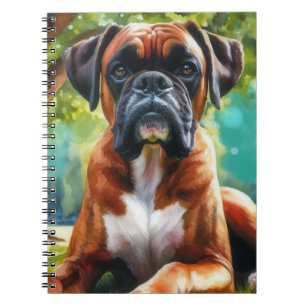 Cuaderno Perro acuarela de Boxer en el parque
