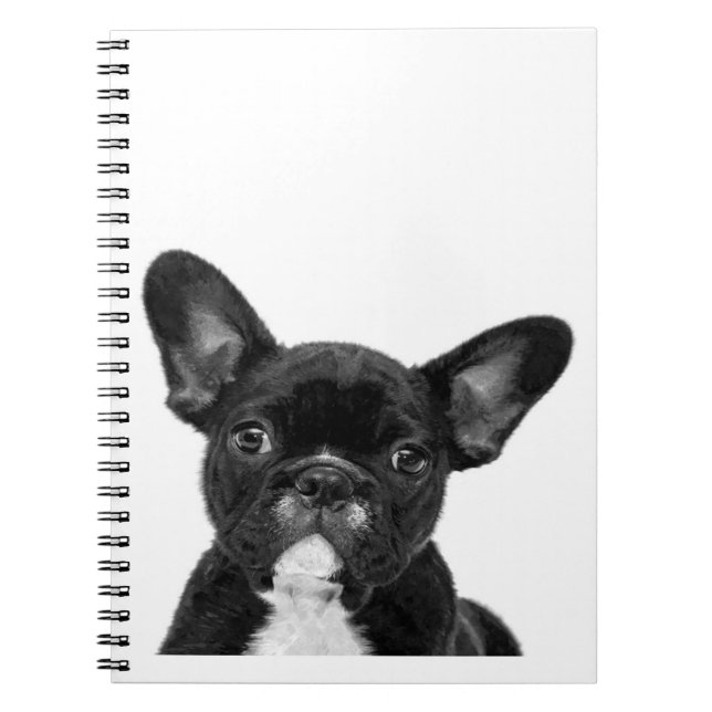 Cuaderno Perro Adorable | Cara de Bulldog francesa negra (Frente)