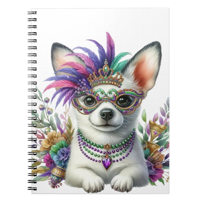 CUADERNO PERRO ADORABLE DE PULFY VESTIDO PARA MARDI GRAS (Frente)