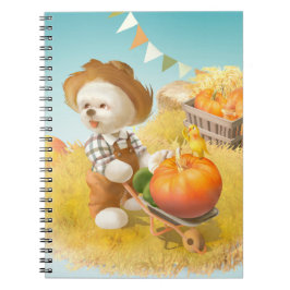Cuaderno Perro agricultor con calabaza