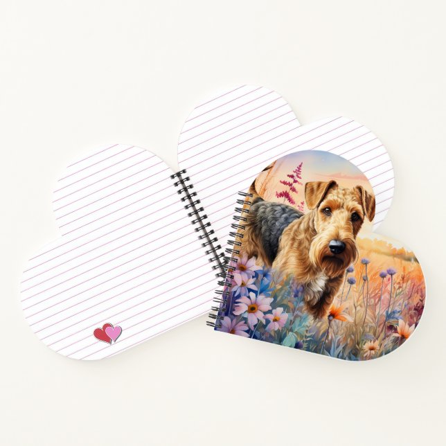 Cuaderno Perro Airedale Terrier en una pradera de flores si (Interior)