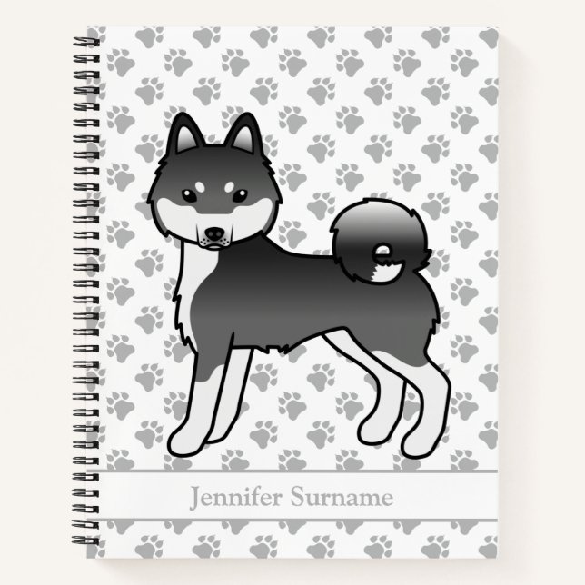 Cuaderno Perro Alaskan Klee Kai Blanco Y Negro & Texto Pers (Anverso)