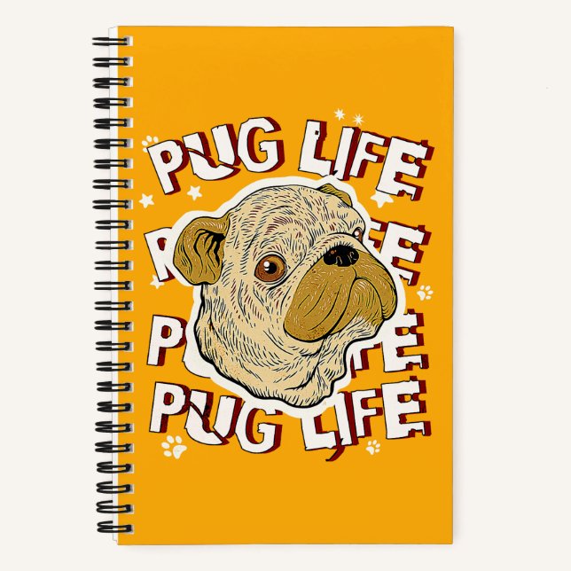 Cuaderno Perro animal de la vida de Pug (Anverso)