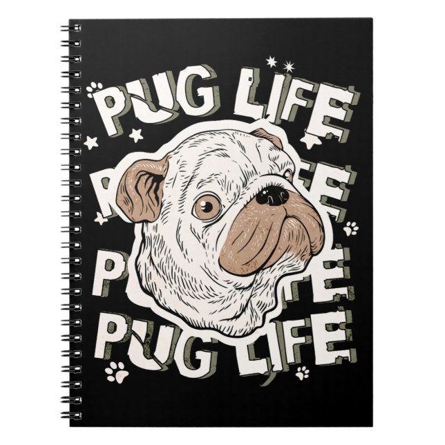 Cuaderno Perro animal de la vida de Pug (Frente)