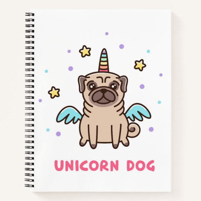 Cuaderno Perro arco iris de Unicornio (Anverso)
