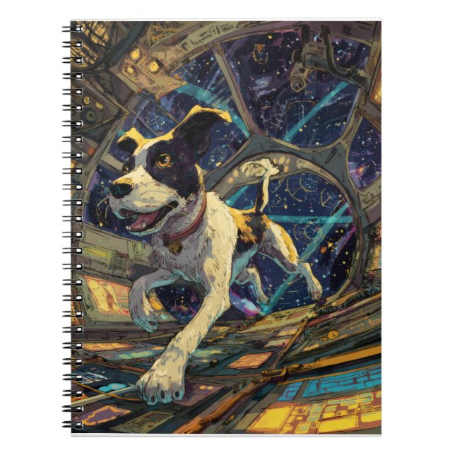 Cuaderno Perro aventurero en el Ilustracion espacial (Frente)