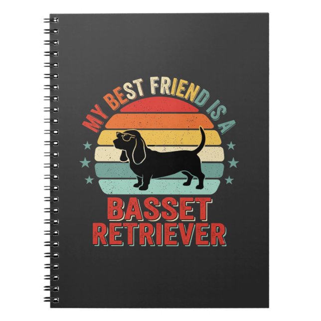 Cuaderno Perro Basset Retriever Atardecer Retro (Frente)