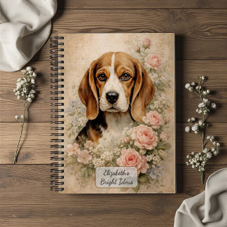 Cuaderno Perro Beagle con Rosas