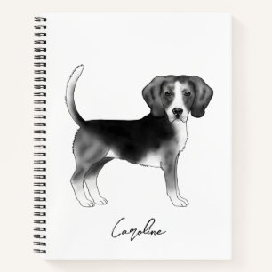 Cuaderno Perro Beagle Cuerdo En Texto Blanco Y Negro Y Pers