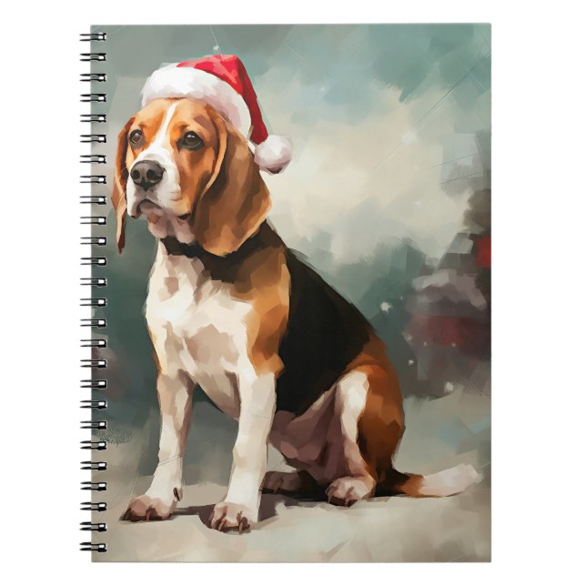 Cuaderno Perro beagle en Navidades de nieve (Frente)