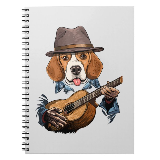 Cuaderno Perro Beagle Tocando Guitarra/ Beagle divertida (Frente)
