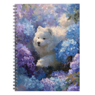 Cuaderno Perro blanco esponjoso en el bloc de notas de Hydr