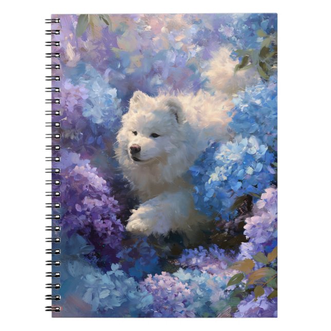 Cuaderno Perro blanco esponjoso en el bloc de notas de Hydr (Frente)