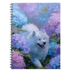 Cuaderno Perro blanquecino en el bloc de notas de Hydrangea