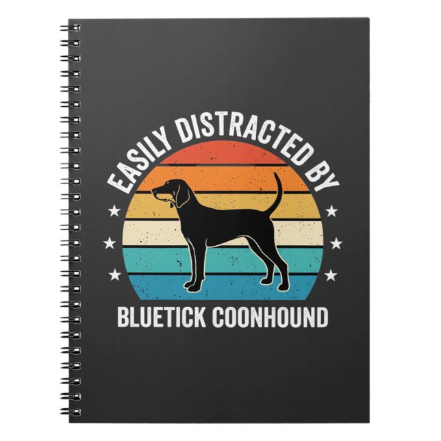 Cuaderno Perro Bluetick Coonhound Atardecer Retro (Frente)
