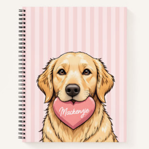 Cuaderno Perro Bonito Personalizado con Corazón Rosa
