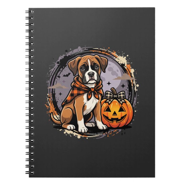 Cuaderno Perro Boxer Halloween Calabaza Sublimación (Frente)