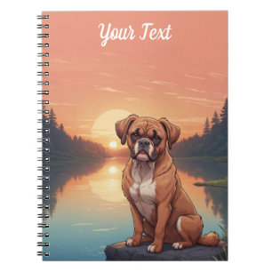 Cuaderno Perro Boxer junto al lago