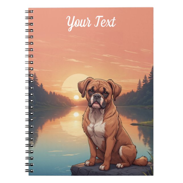 Cuaderno Perro Boxer junto al lago (Frente)