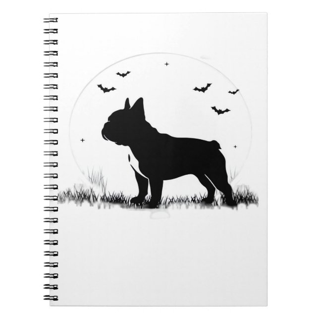 Cuaderno Perro Bulldog francés - Halloween Moon Silhouette  (Frente)