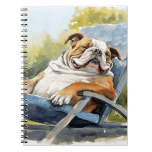 Cuaderno Perro Bulldog Inglés Relajándose En Diversión Anim
