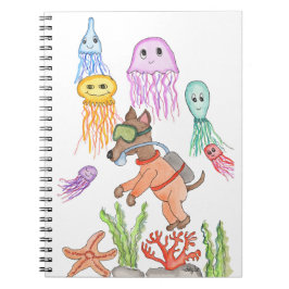 Cuaderno Perro Buzo de Mar Profundo con Medusas